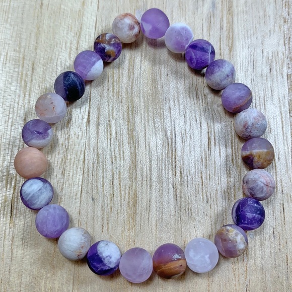 8mm Matte Amethyst Chakra Stretch Bracelet - Picture 4 of 4